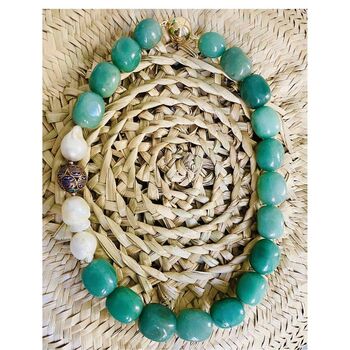 Green Jade, Baroque Pearls And Chinese Enamel Necklace, 2 of 2