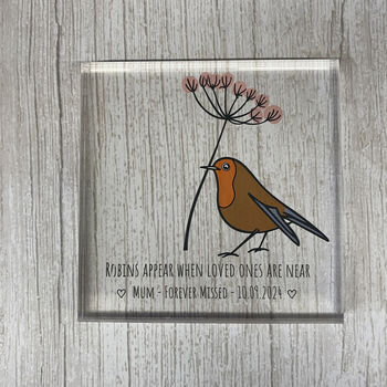 Personalised Memorial Robins Appear Acrylic Block Sign, 3 of 6