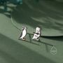 Sterling Silver Enamel Puffin Bird Stud Earrings, thumbnail 5 of 12