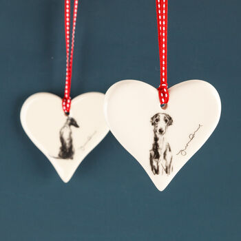 Gentle Whippet Dog Hanging Heart, 3 of 3