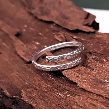 Bark Textured Sterling Silver Adjustable Wrap Ring, 7 of 7
