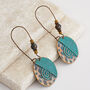 Bronze And Turquoise Aztec Coin Drop Earrings, thumbnail 1 of 3