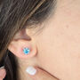 Aquamarine Moissanite Crystal Sterling Silver Earrings, thumbnail 2 of 6