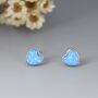 Blue Opal Heart Stud Earrings In Sterling Silver, thumbnail 1 of 7