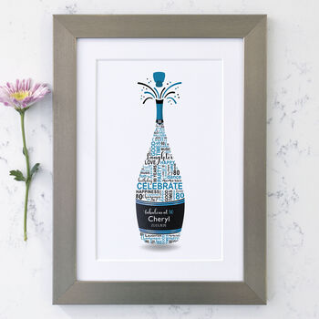 Personalised 80th Birthday Champagne Word Art, 4 of 10