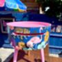 Navy And Pink Tropical Round Side Table, thumbnail 2 of 5