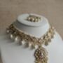 White Gold Kundan Pearl Set Necklace, Earrings And Tikka, thumbnail 8 of 12