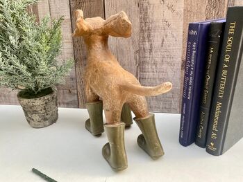 24cm Wind In The Face Dog In Boots Figurine Ornament Country Decor Dog Lover Gift, 3 of 7