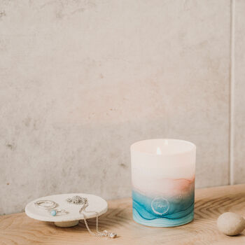Hand Painted Soy Candle | Sea Salt + Earthy Herbs, 4 of 5