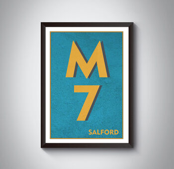 M7 Manchester Typography Postcode Print, 6 of 10