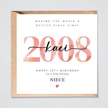 18th Birthday Card Personalised Daughter Granddaughter Sister 2008, 3 of 5