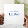 Simple Blue Foil Little Brother Birthday Card, thumbnail 1 of 3