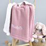 Personalised Dusty Pink Pom Pom Baby Blanket, thumbnail 1 of 6