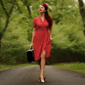 Mabel Dress In Red Polka Vintage 1940s Style, 2 of 2