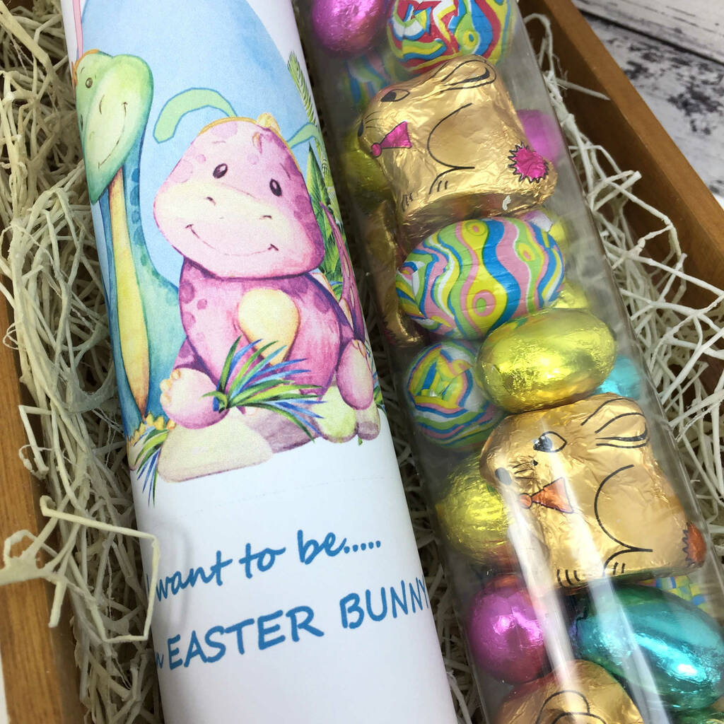 Personalised Dinosaur Bunny Easter Chocolate Gift By Cocoapod