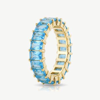 Women's Thick Stacking Ring With Turquoise Blue Stones, 2 of 3
