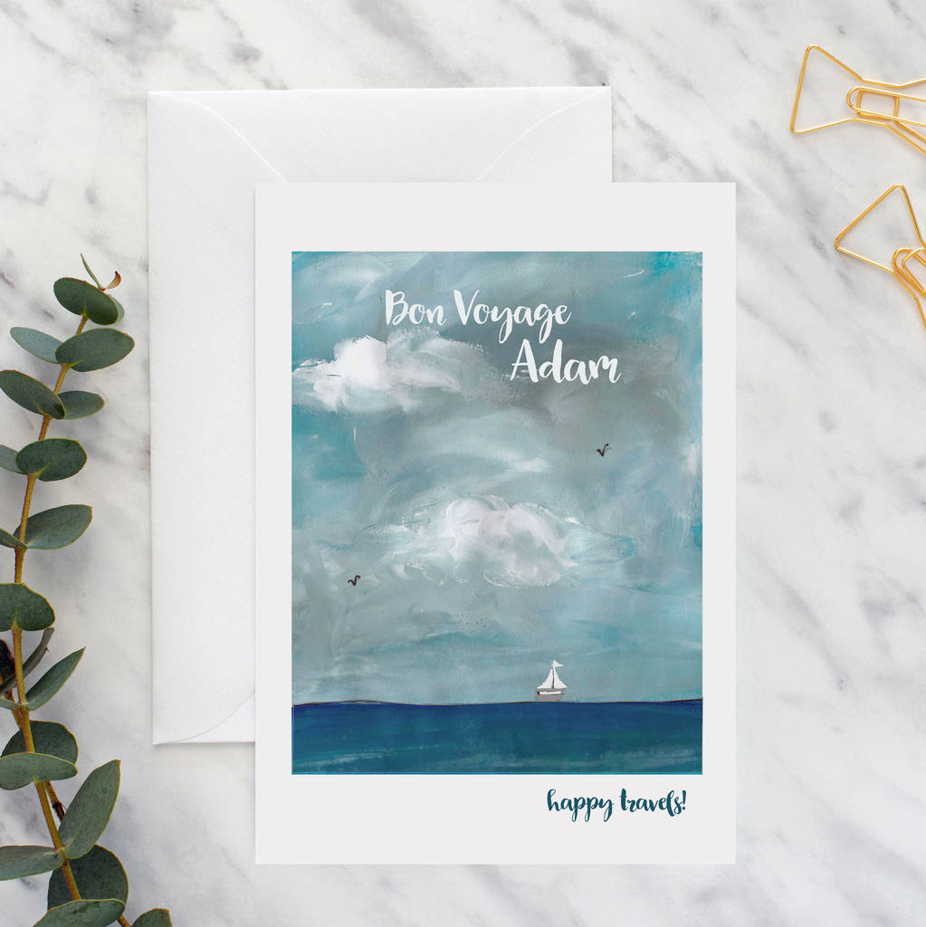 personalised bon voyage travel a5 card by giddy kipper