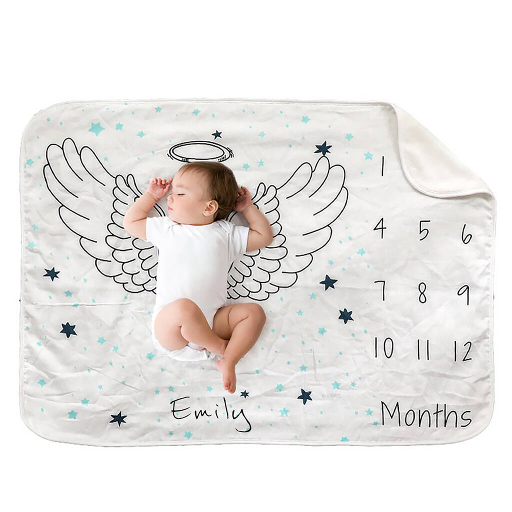 Milestone Angel Wings Baby Photo Blanket By Studio Hop