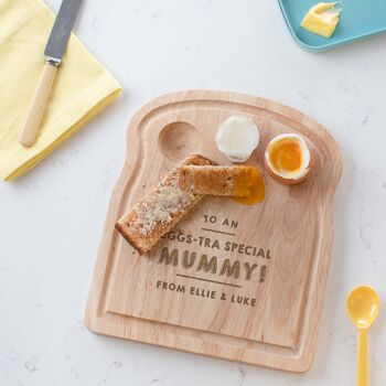 Personalised Engraved Egg And Toast Board Gift For Mum, 3 of 9
