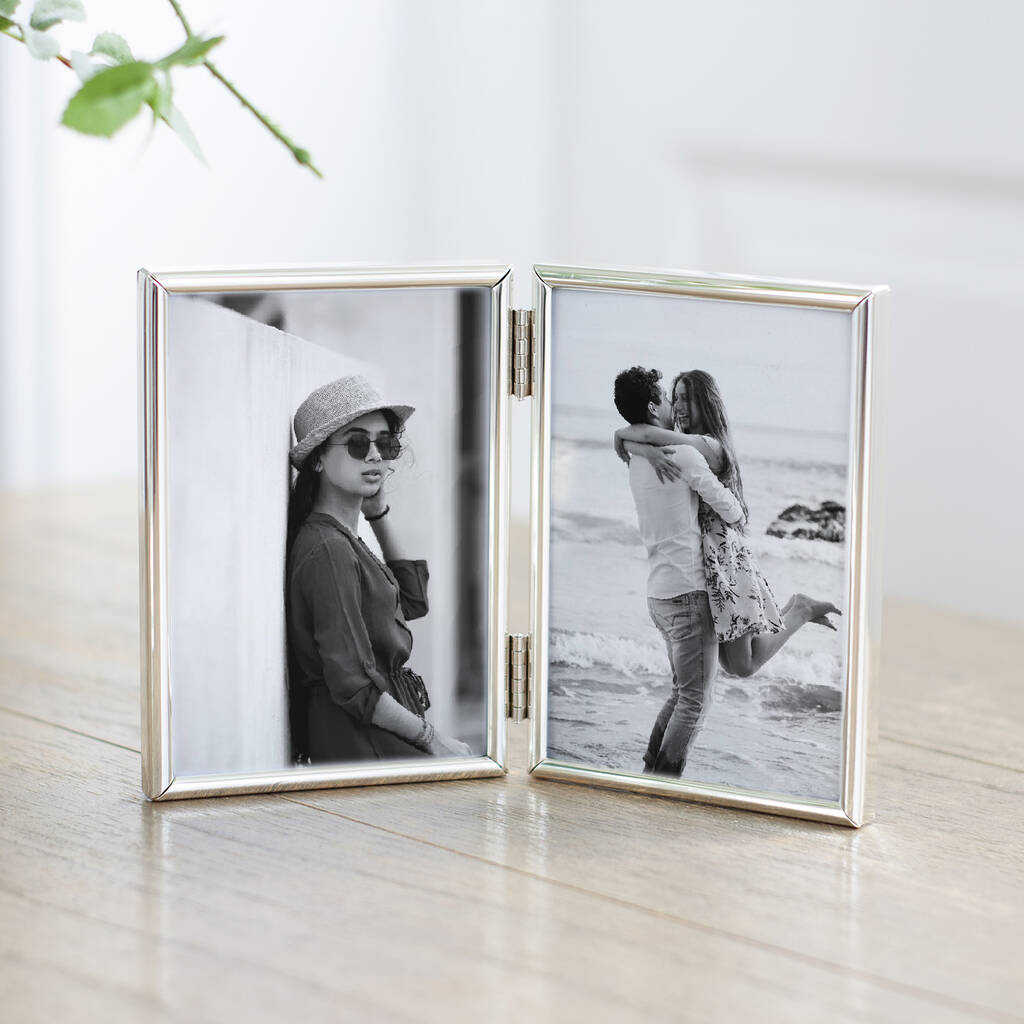Mini Silver Folding Double Photo Frame By Jodie Byrne
