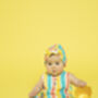 Wavy Stripe Romper And Tie Up Hat Set, thumbnail 7 of 7