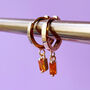 Gold Plated Huggie Hoop Earrings With Baguette Stones, thumbnail 8 of 12