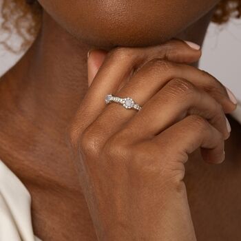 Rose Quartz Silver Stacking Stone Ring, 2 of 3