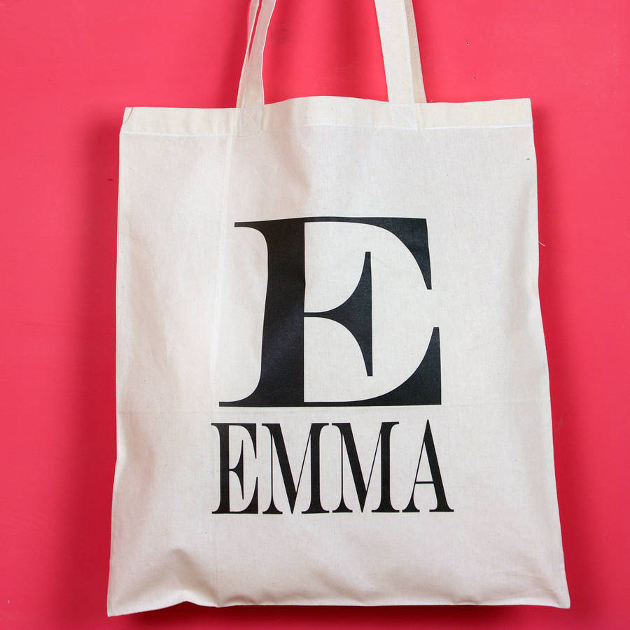 personalised initial tote bag