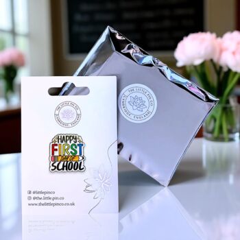 Happy First Day Of School Enamel Pin Badge, Gifts For Primary School Teachers, Back To School Gift For Kids, 2 of 8