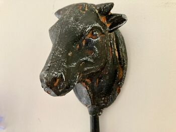 Black Distressed Cow Coat Hook Bathroom Kitchen Décor, 3 of 6
