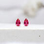 Mini Sterling Silver Teardrop Ruby Stud Earrings, thumbnail 5 of 6