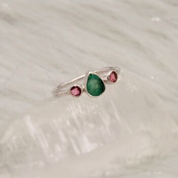 Emerald Pink Tourmaline Silver Ring, 4 of 6