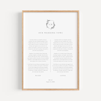 Wedding Vows Anniversary Gift, Botanic Crest Design, 2 of 4