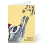Raccoon With Holly Christmas Card, thumbnail 5 of 8