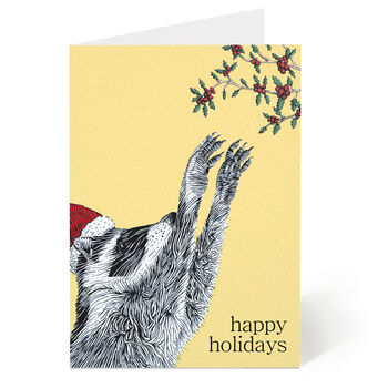 Raccoon With Holly Christmas Card, 5 of 8