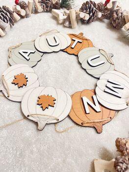 Autumn Bunting Wooden Seasonal Home Decor Pumpkin Decoration Banner, 4 of 9