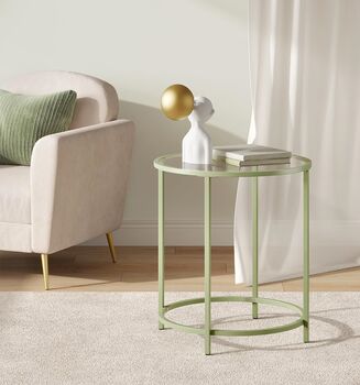 Round Side Table Tempered Glass Steel Frame, 2 of 12
