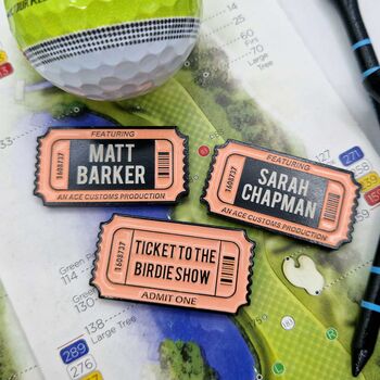 'The Birdie Show' Personalised Golf Ball Marker Enamel, 2 of 6