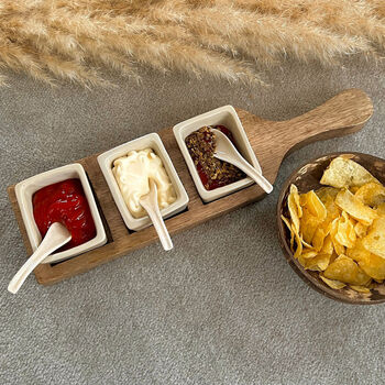 Wooden Serving Tray With Snack Bowls, 6 of 7