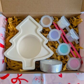 Paint Your Own Christmas Tree Tea Light Holder Kit, 3 of 6