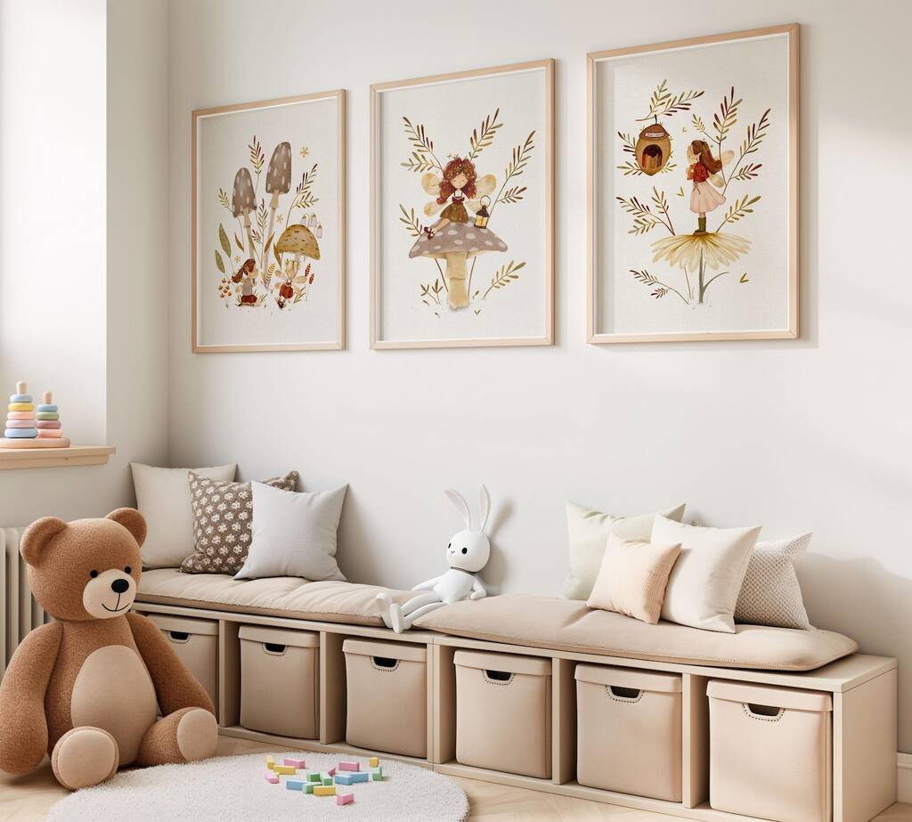 Woodland Fairy Nursery Prints – Whimsical Mushroom Art Set, 1 of 5