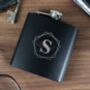 Personalised Geometric Initial Black Hip Flask, thumbnail 1 of 6