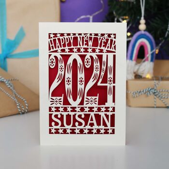 Personalised Papercut Happy New Year Card, 7 of 12