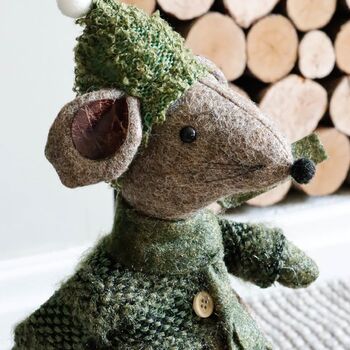 Olive Green Standing Christmas Matilda Mouse, 3 of 4