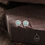 Tiny Aqua Green Opal Cz Halo Stud Earrings, thumbnail 5 of 11