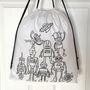 Pump Bag With Robots To Colour In, thumbnail 2 of 7