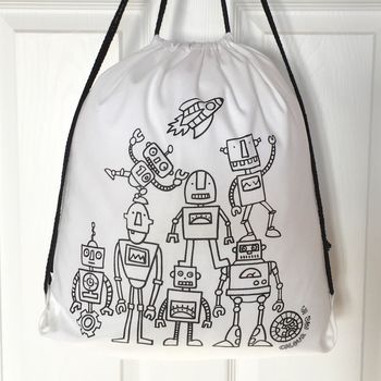 Pump Bag With Robots To Colour In, 2 of 7