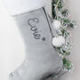 Personalised Name Star Silver Grey Christmas Stocking, thumbnail 3 of 4