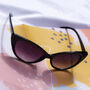 Curved Classic Cat Eye Sunglasses In Black, thumbnail 1 of 3