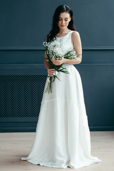 Bohemian Linen Wedding Dress, 6 of 12